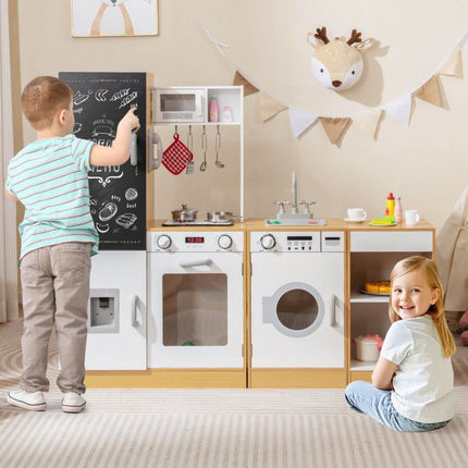 Kids Play Kitchen Set, 3-Piece, Lights Sounds, Chalkboard