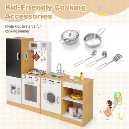 Kids Play Kitchen Set, 3-Piece, Lights Sounds, Chalkboard