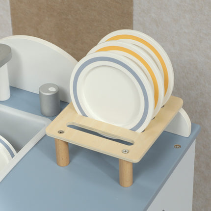 Kids Play Kitchen Set, Wooden Dishwasher, 32 Accessories, MDF