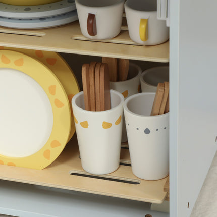 Kids Play Kitchen Set, Wooden Dishwasher, 32 Accessories, MDF