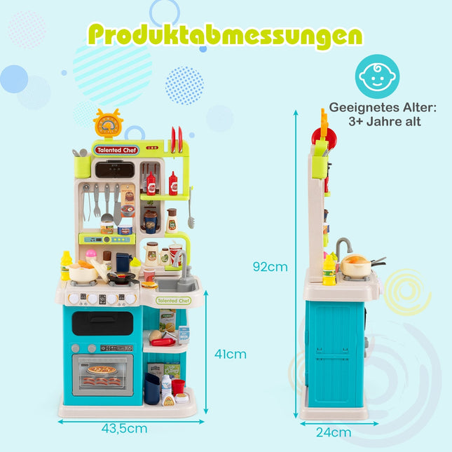 Kids' Play Kitchen Set with 54 Accessories, Blue, Ages 3+