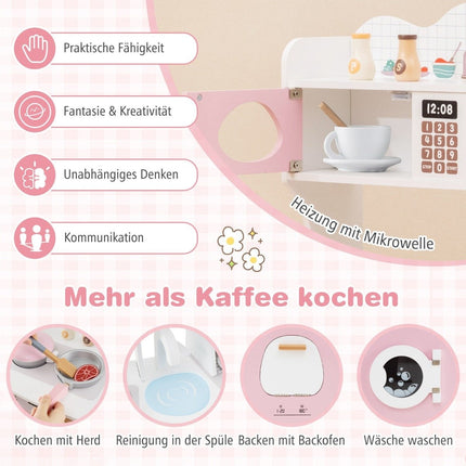 Kids Play Kitchen Set with Accessories – Coffee Maker, Microwave, Oven