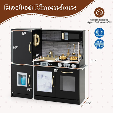 Kids Play Kitchen Set with Accessories and Sound Knobs