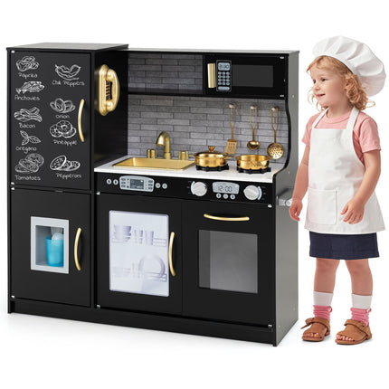 Kids Play Kitchen Set with Accessories and Sound Knobs