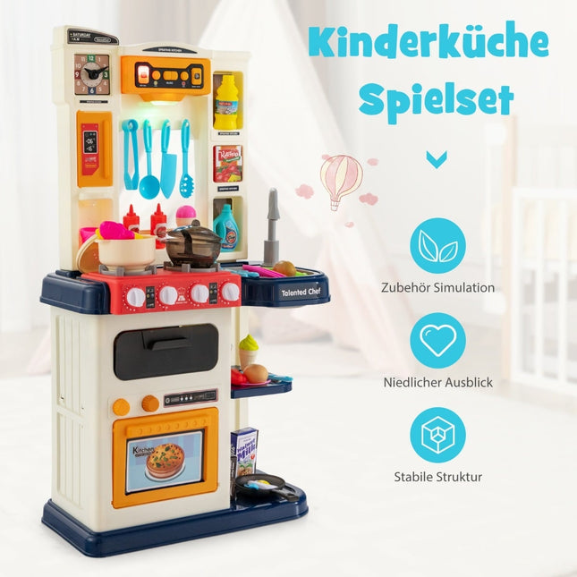 Kids Play Kitchen Set with Lights, Water Pump, 38 Pieces