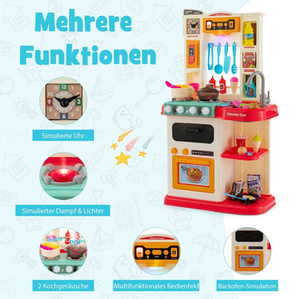 Kids Play Kitchen Set with Lights, Water Pump, 38 Pieces