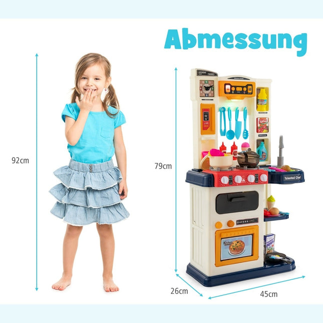 Kids Play Kitchen Set with Lights, Water Pump, 38 Pieces