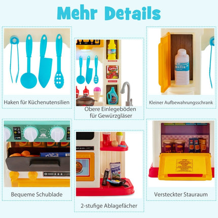 Kids Play Kitchen Set with Lights, Water Pump, 38 Pieces