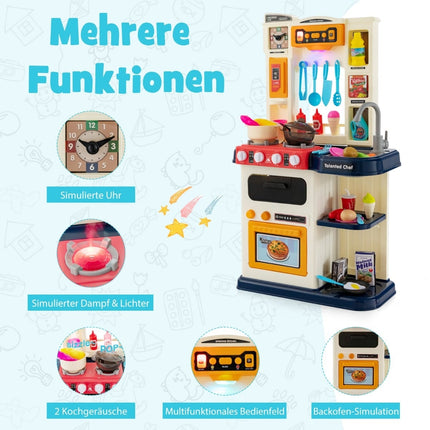 Kids Play Kitchen Set with Lights, Water Pump, 38 Pieces