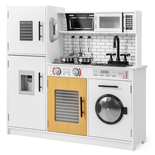 Kids Play Kitchen Set with Oven & Washing Machine