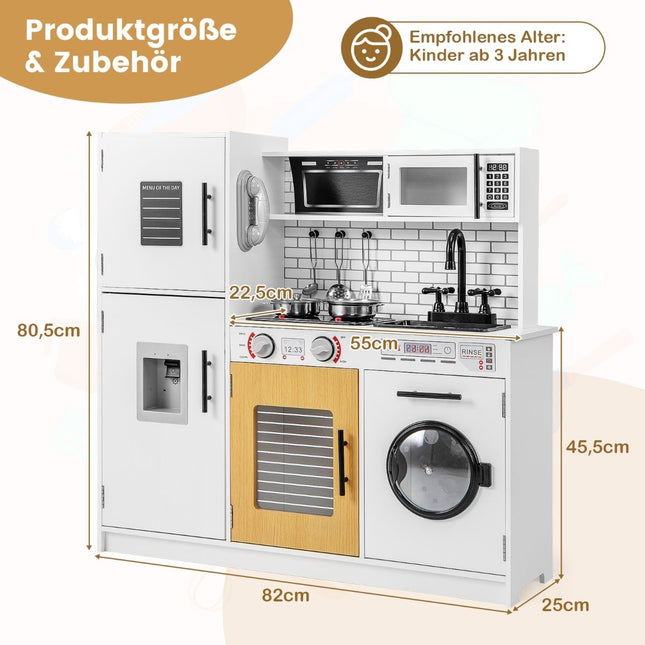 Kids Play Kitchen Set with Oven & Washing Machine