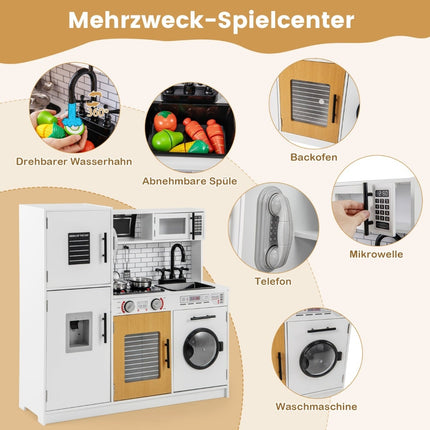 Kids Play Kitchen Set with Oven & Washing Machine