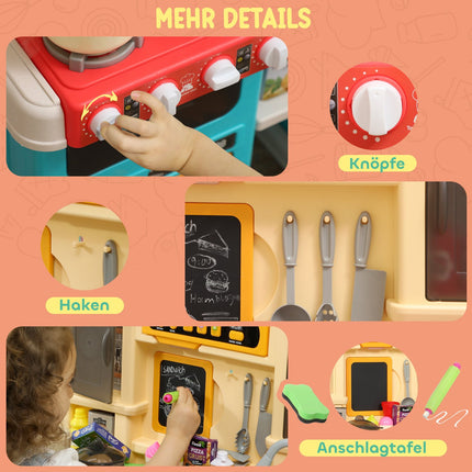 Kids Play Kitchen Set with Water, Lights, Sounds, 85 Pieces