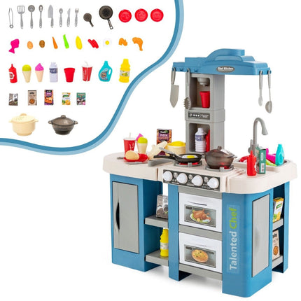 Kids' Play Kitchen with 67 Accessories, Water Pump Function