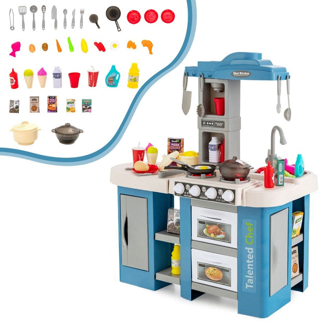 Kids' Play Kitchen with 67 Accessories, Water Pump Function