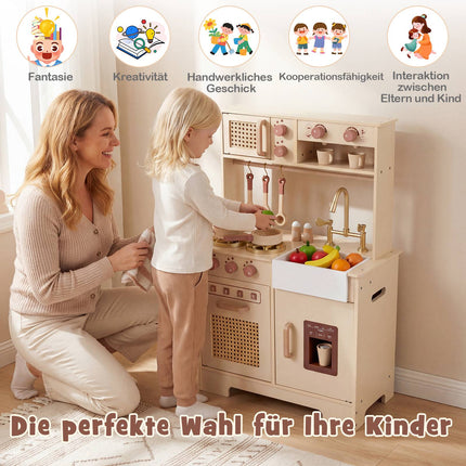 Kids Play Kitchen with Light & Sound, Oven & Microwave
