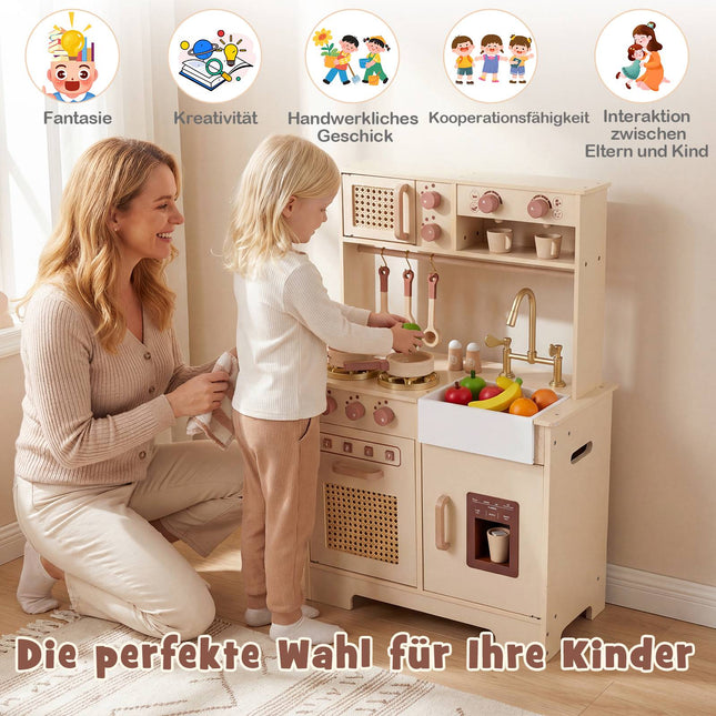 Kids Play Kitchen with Light & Sound, Oven & Microwave