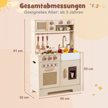 Kids Play Kitchen with Light & Sound, Oven & Microwave