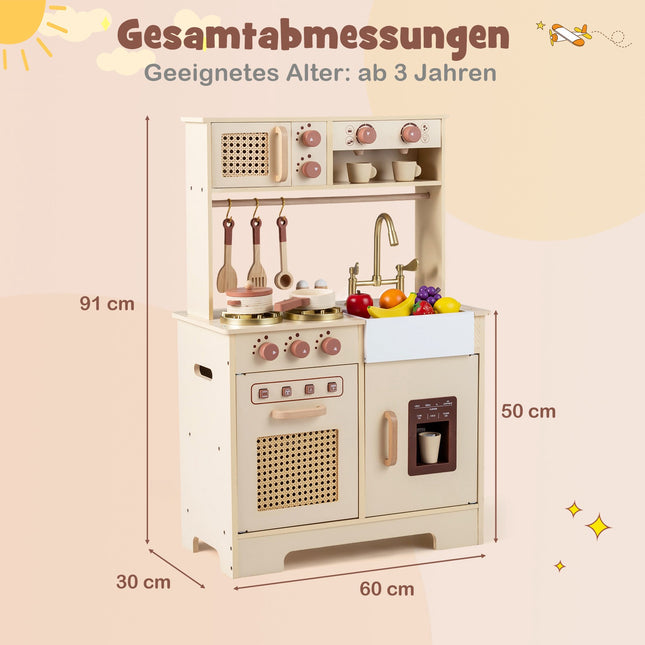 Kids Play Kitchen with Light & Sound, Oven & Microwave