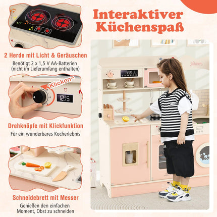 Kids Play Kitchen with Light & Sound, Pink, Ages 3+