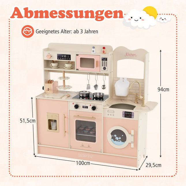 Kids Play Kitchen with Light & Sound, Pink, Ages 3+