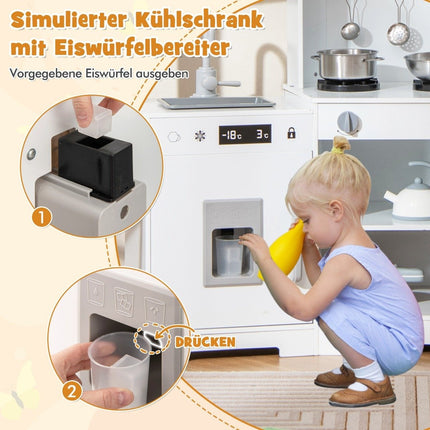 Kids Play Kitchen with Lights and Sounds – Wooden Toy Set