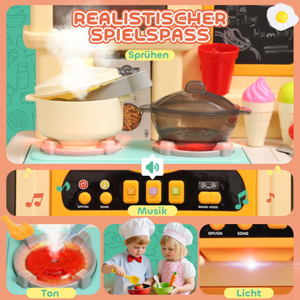 Kids Play Kitchen with Water, 85-Piece Set, Lights & Sounds