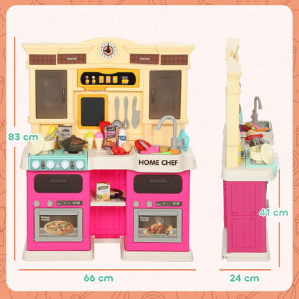 Kids Play Kitchen with Water, 85-Piece Set, Lights & Sounds