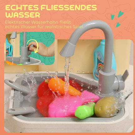 Kids Play Kitchen with Water, 85-Piece Set, Lights & Sounds