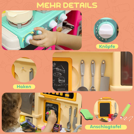 Kids Play Kitchen with Water, 85-Piece Set, Lights & Sounds