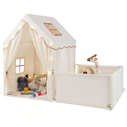 Kids Play Tent & Playpen with Lights and Washable Mat