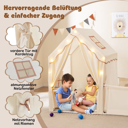 Kids Play Tent & Playpen with Lights and Washable Mat