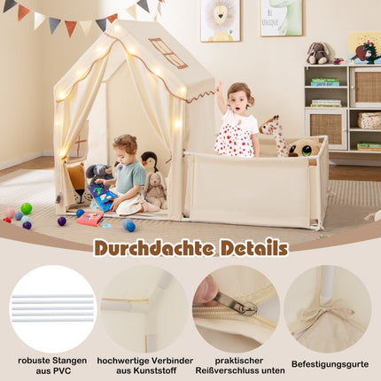 Kids Play Tent & Playpen with Lights and Washable Mat