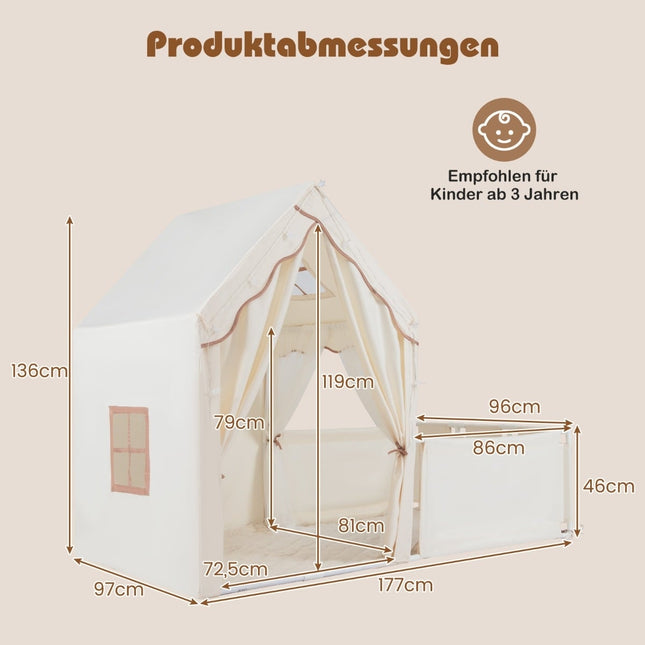 Kids Play Tent & Playpen with Lights and Washable Mat
