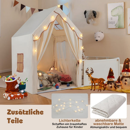 Kids Play Tent & Playpen with Lights and Washable Mat
