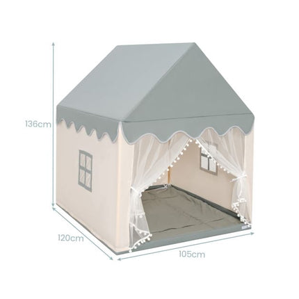 Kids Play Tent With Padded Mat, Wooden Frame, 120x105x140 cm