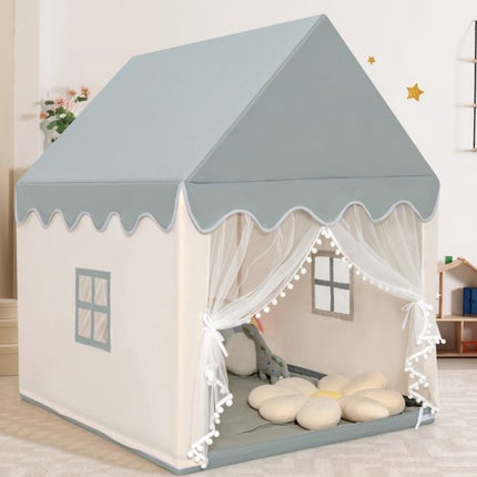 Kids Play Tent With Padded Mat, Wooden Frame, 120x105x140 cm