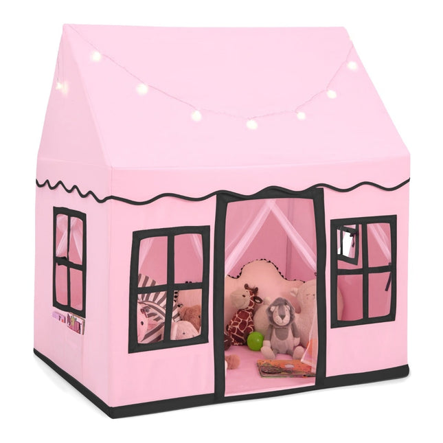 Kids' Play Tent with Star Lights, Pink, 121x101x137 cm