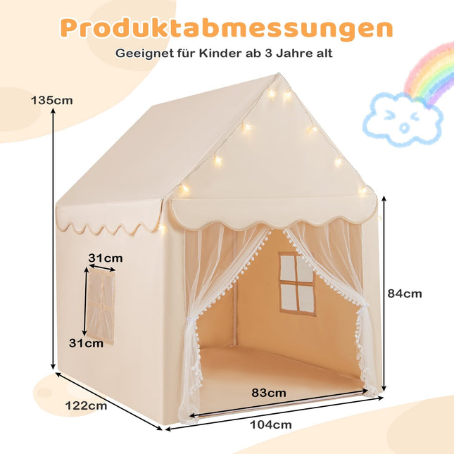 Kids Play Tent with Star Lights, Windows, and Mat