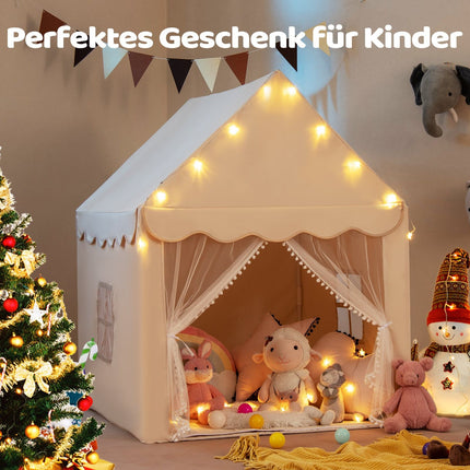 Kids Play Tent with Star Lights, Windows, and Mat