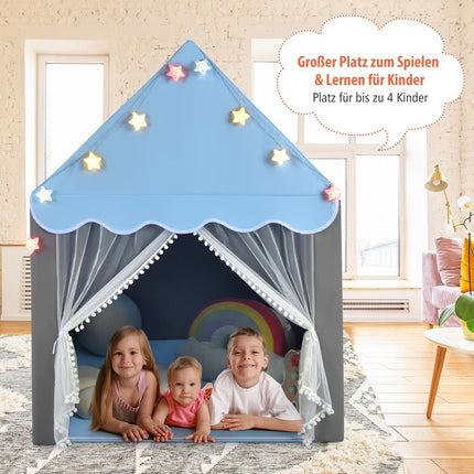 Kids Play Tent with Washable Mat, 105x121x136 cm, Blue