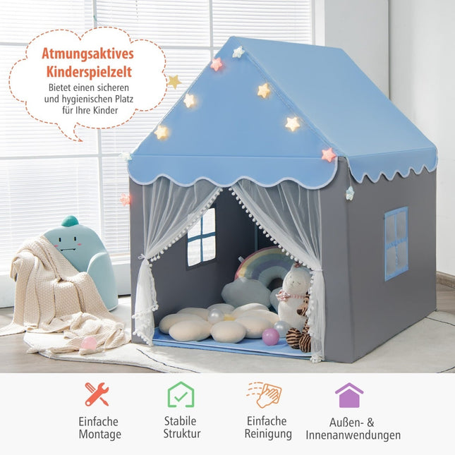 Kids Play Tent with Washable Mat, 105x121x136 cm, Blue