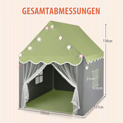 Kids Play Tent with Washable Mat & Star Lights, 105x121x136 cm