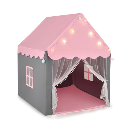 Kids Playhouse Tent with Star Lights and Mat - Pink