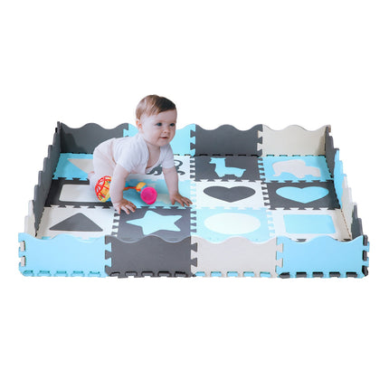Kids' Playpen Puzzle Mat, Mint, 36 Pieces, 140x140 cm