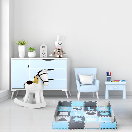Kids' Playpen Puzzle Mat, Mint, 36 Pieces, 140x140 cm
