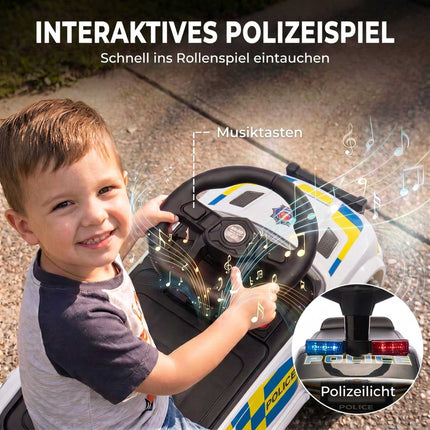 Kids' Police Ride-On Car with Music, Lights & Storage