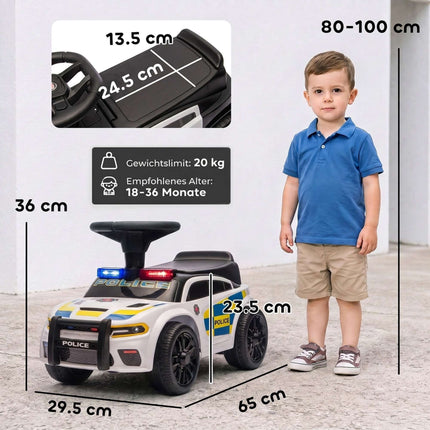 Kids' Police Ride-On Car with Music, Lights & Storage
