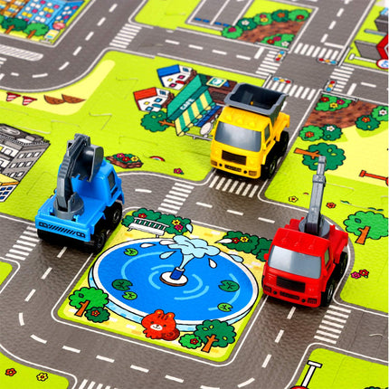 Kids' Puzzle Mat, Cars Design, 9 Pieces, 90x90cm