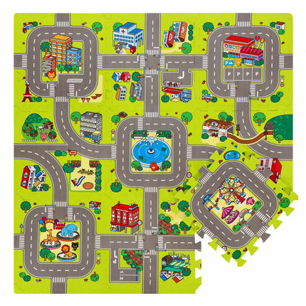 Kids' Puzzle Mat, Cars Design, 9 Pieces, 90x90cm